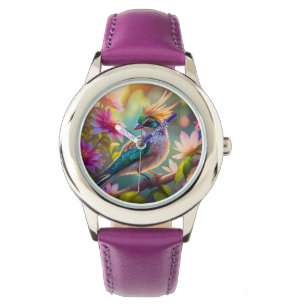 Relógio Pássaro da Fantasia da Finch com Cabeça Verde Deit