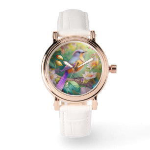 Relógio Pássaro Fantasia Laranja Torrado de lavanda