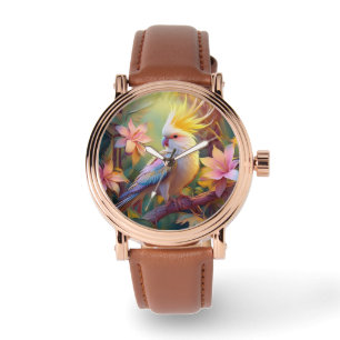 Relógio Pássaro Iridescente Wing Cockatiel Fantasy