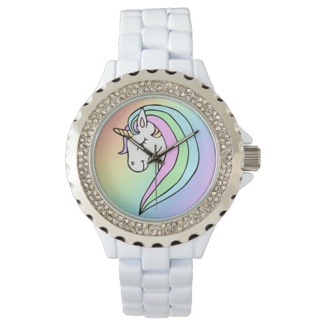 Relógio Pastel Rainbow Unicorn (Frente)