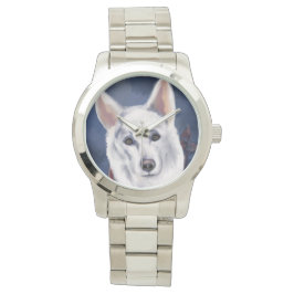 RELÓGIO PASTOR ALEMÃO BRANCO  