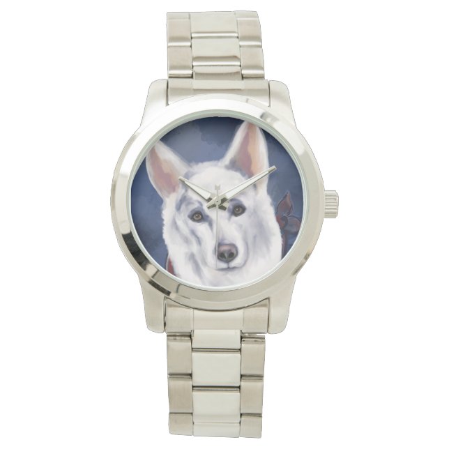 RELÓGIO PASTOR ALEMÃO BRANCO   (Frente)