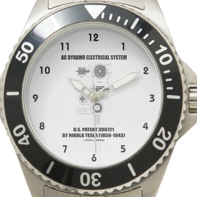 Relógio Patente do Sistema Elétrico Nikola Tesla AC Dynamo (Nikola Tesla AC Dynamo Electrical System US Patent watch)