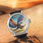 Relógio Patriota Clássico Colorido da Águia Balda<br><div class="desc">Assista com uma pintura colorida de uma águia de pouso com asas espalhadas. Bonita para amantes de pássaros e especialmente para aqueles que amam os EUA.</div>
