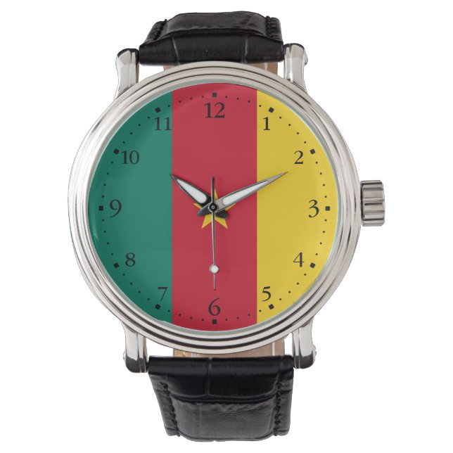 Relógio Patriótica Camarões Flag Watch (Frente)