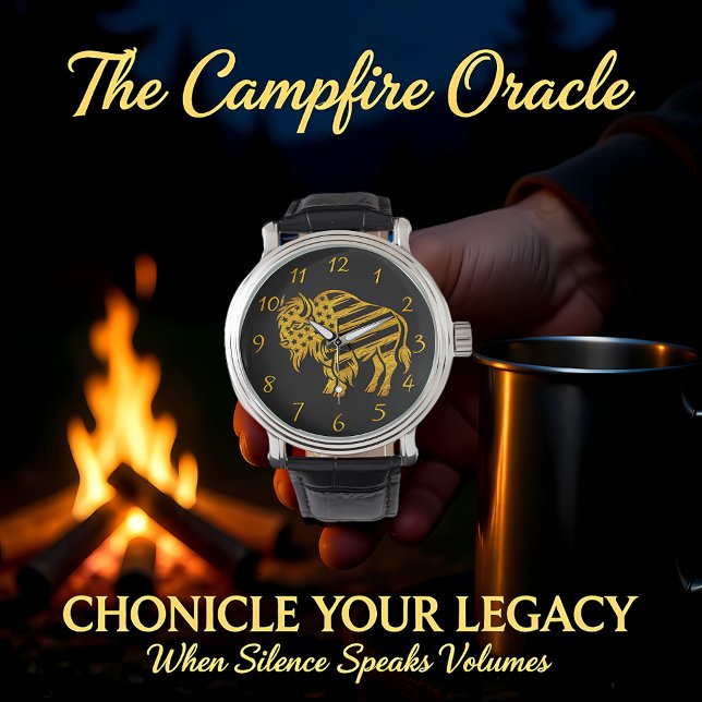 Relógio Patriótico Dourado Bison Design (Criador carregado)