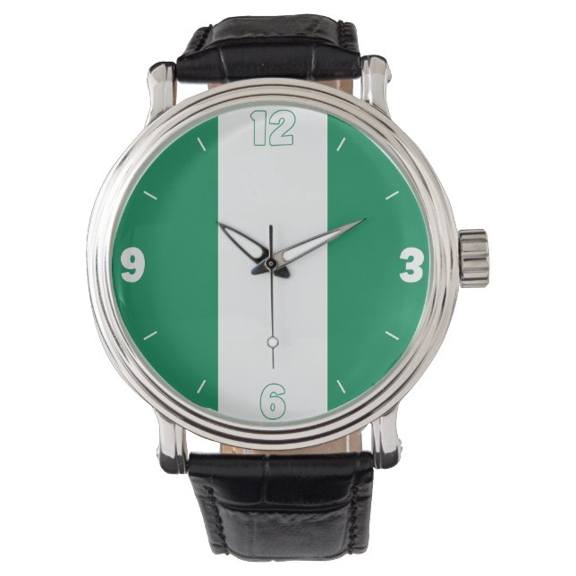 Relógio Patriótico Elegante de Bandeira Nacional da Nigéri (Frente)