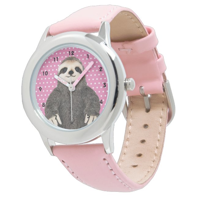 Relógio Patterno de Lama Bonito, Olhava Rosa do Criança (Angular)