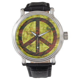 Relógio Peace Watch Vintage Leather Strap Black
