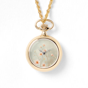 Relógio Peach & Green Bokeh Little Flowe Watch