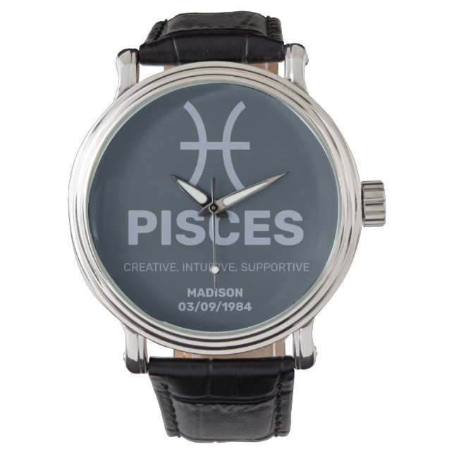 Relógio Peixes de Sinal Zodiac/Nome Personalizado (Frente)