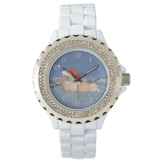 Relógio Pekingese Santa Claus (Frente)