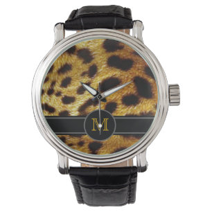 Relógio pele-leopardo para adicionar inicial