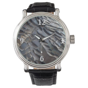 Relógio Penas Turcas Selvagens II Abstrato Nature Design