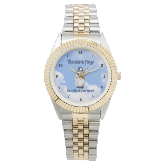 Relógio Penguin Confucius Attitude Cotação Inspiracional (Frente)