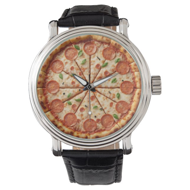 Relógio Pepperoni Pizza Clock - A salsicha contém os númer (Frente)