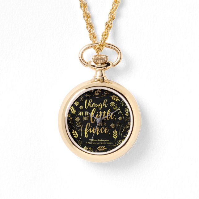 Relógio Pequeno, mas feroz William Shakespeare Dourado Flo (Frente)