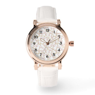 Relógio Pérolas Glam Rosa Dourado