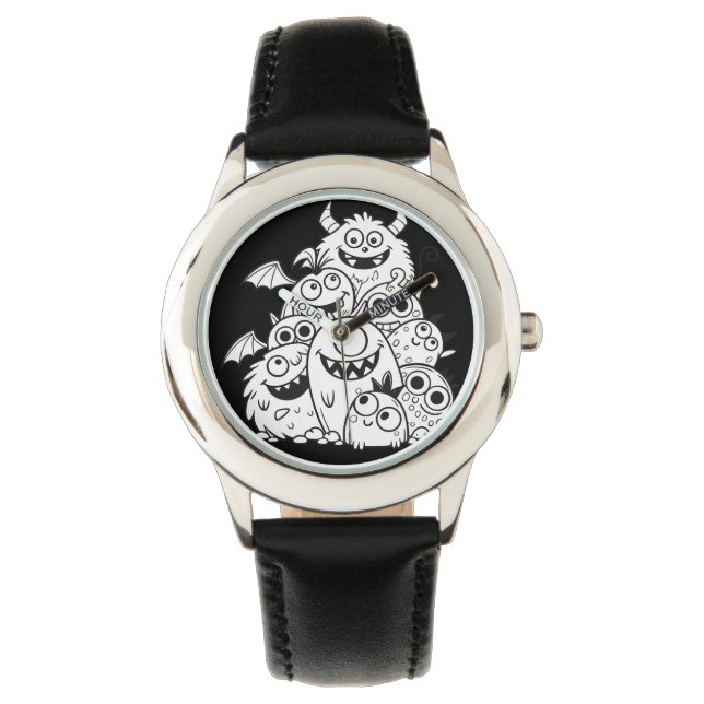 Relógio Personagens bonitos de monstro de desenhos animado (Frente)