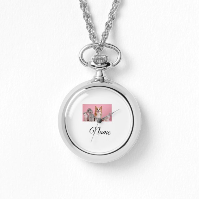 Relógio Personalização de adição de nome de animal colorid (Frente)