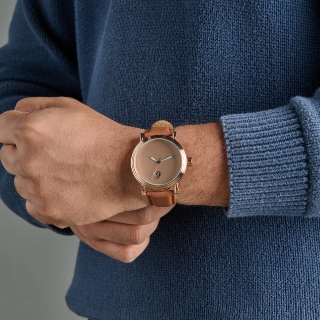 Relógio Personalização de Trendy Brown Elegante (Pulso)