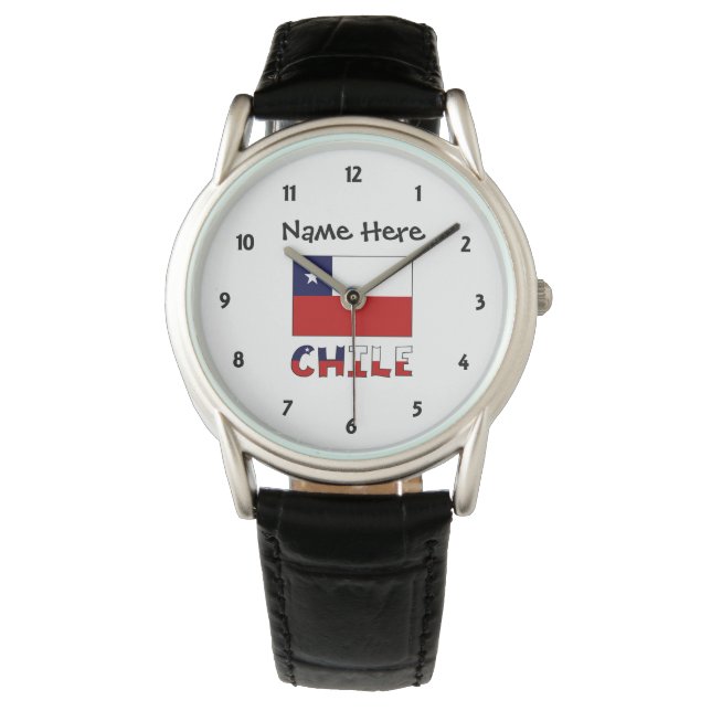 Relógio Personalizado Chile e Bandeira Chilena  (Frente)