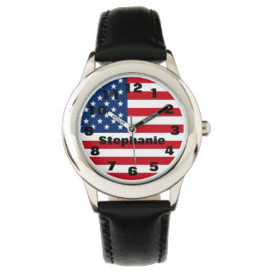 Relógio personalizado da bandeira americana do