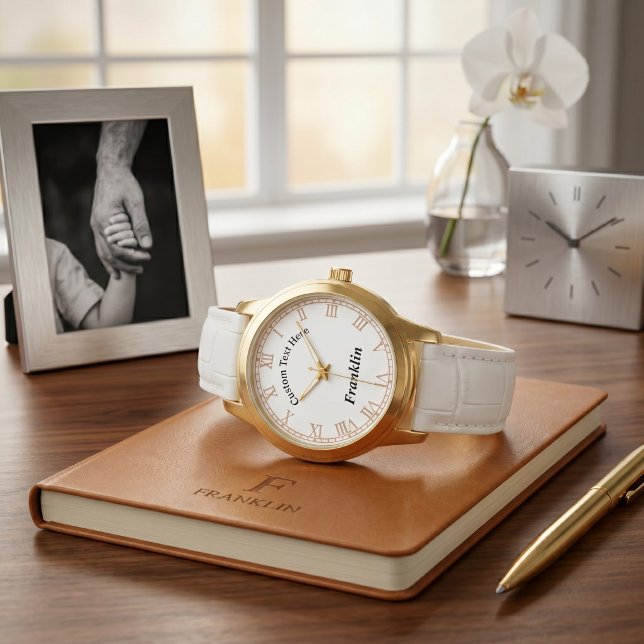 Relógio Personalizado de Aço Inox Minimalista Mode (Modern Minimalist Stainless Steel Custom Name Dad Watch)