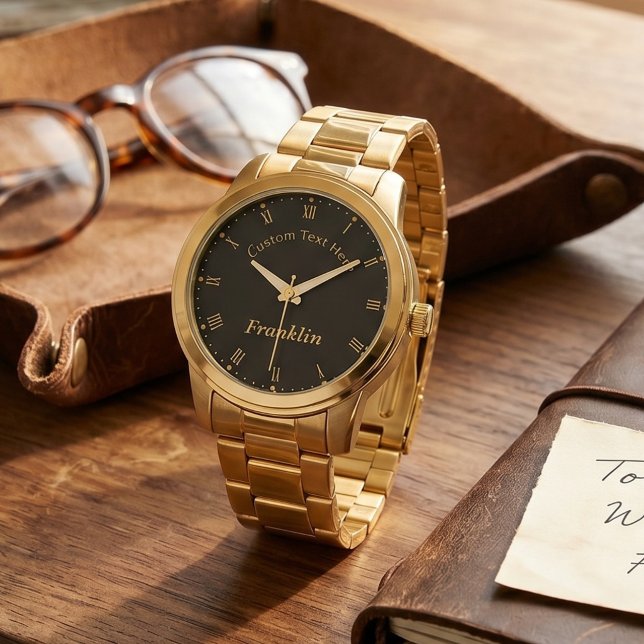 Relógio Personalizado de Aço Inoxidável Minimalist (Modern Minimalist Stainless Steel Custom Name Dad Watch)