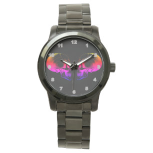 Relógio personalizado de pulseira preta de tamanho