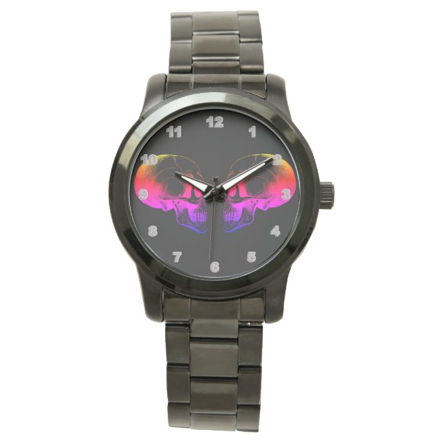 Relógio personalizado de pulseira preta de tamanho (Frente)