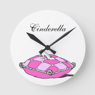 Relógio Personalizado de Travesseiro Rosa Cinderel