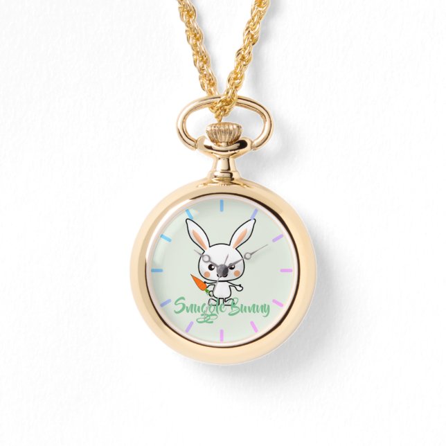 Relógio Personalizado do Snuggle Bunny Kawaii (Frente)
