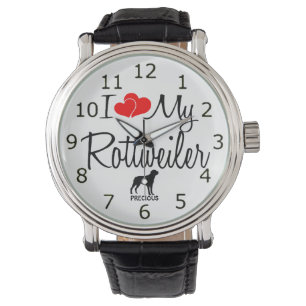 Relógio Personalizado Eu Amo Meu Rottweiler Watch
