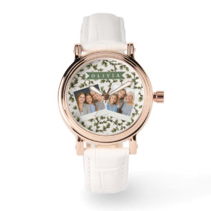 Relógio Personalizado Jardim Botânico Verde Vintage Rústic