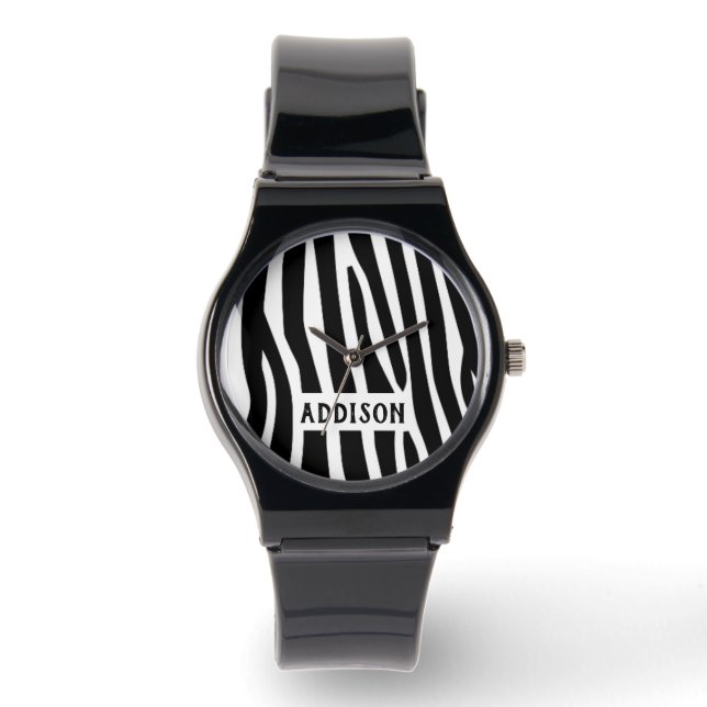 Relógio Personalizado Listras de Zebra Modernas (Frente)