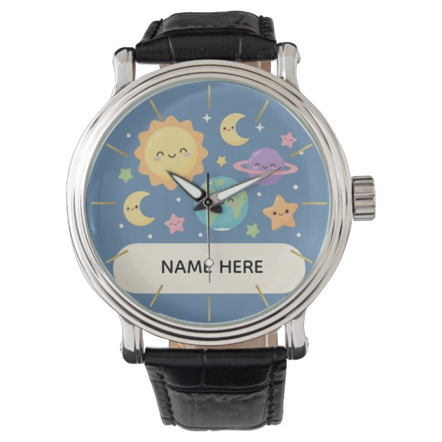Relógio Personalizado para Crianças com Nome Tema  (Frente)