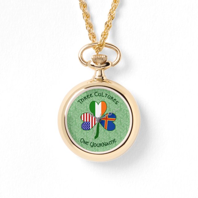 Relógio Personalize Ilhas Åland Shamrock Ladies (Frente)