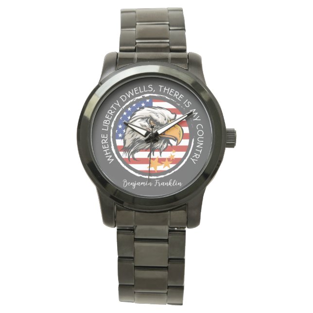 Relógio Personalize seu design de Águia Americano (Frente)