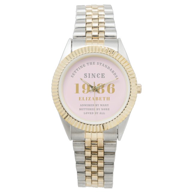 Relógio Personalized 40th Birthday 1986 Pink Gold Woman's (Frente)