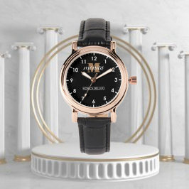 Relógio Personalized Black Modern Initial Name