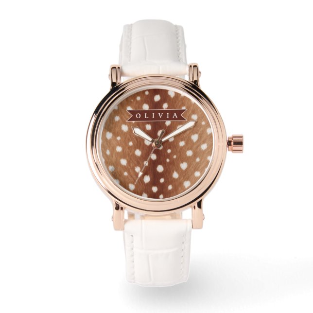 Relógio Personalized Deer Print Neutral Aesthetic Gifts (Frente)