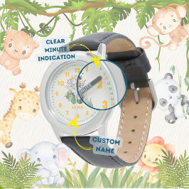Relógio Personalized Jungle Safari Learn to Tell Time Kids