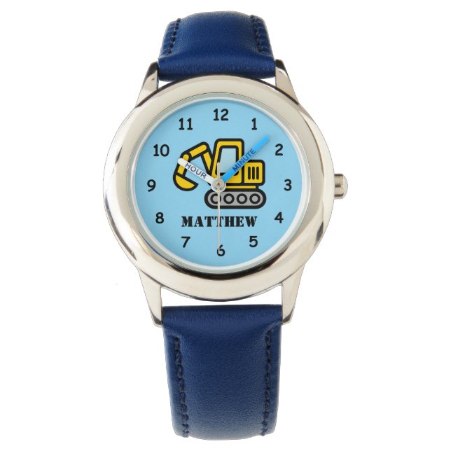 Relógio Personalized kid's watch with excavator drawing (Frente)