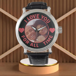 Relógio Personalized Message Photo I Love You All time