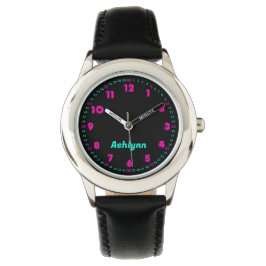 Relógio Personalized Pink & Turquoise Time Teaching Kids