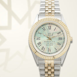 Relógio Personalized Two-Tone Watch ∣ Aqua Marble Gift