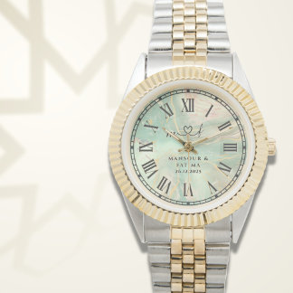 Relógio Personalized Two-Tone Watch ∣ Aqua Marble Gift