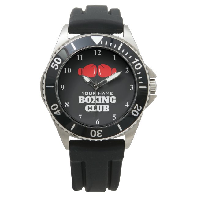 Relógio pessoal com o logotipo de luva de boxe (Frente)