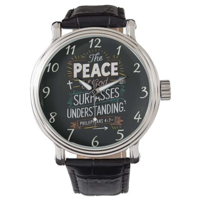 Relógio Philippians 4:7 Peace Understanding Faith (Frente)